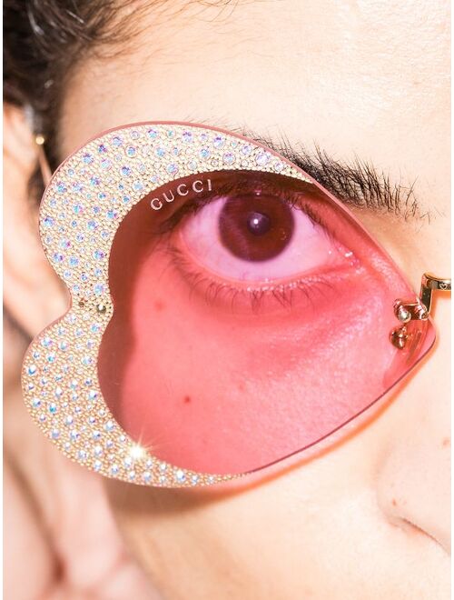 Gucci Eyewear crystal-embellished heart-shape sunglasses