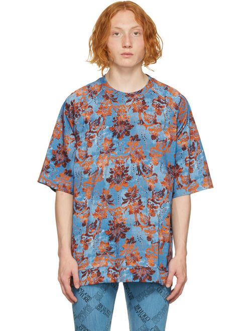Versace Jeans Couture Blue Tapestry Crew Neck T-Shirt