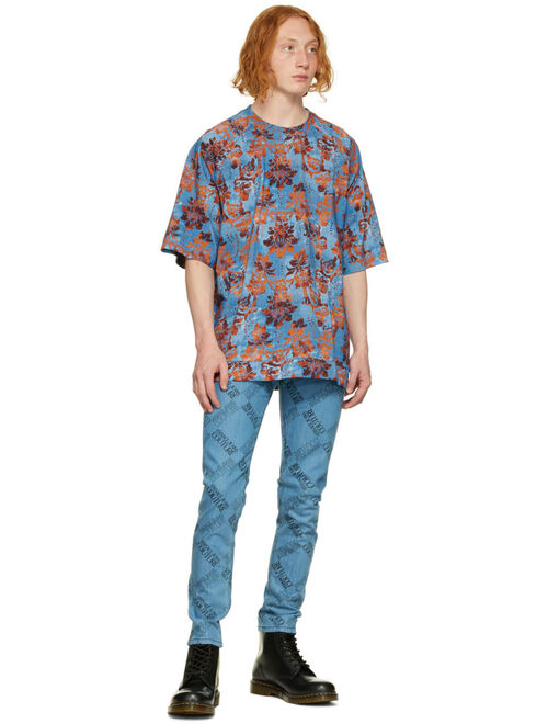Versace Jeans Couture Blue Tapestry Crew Neck T-Shirt