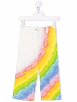 Kids rainbow-print denim trousers