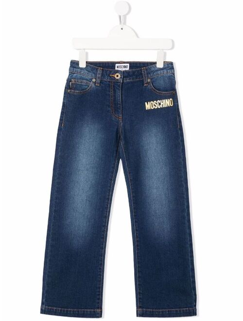 Moschino Kids logo-print straight-leg denim jeans
