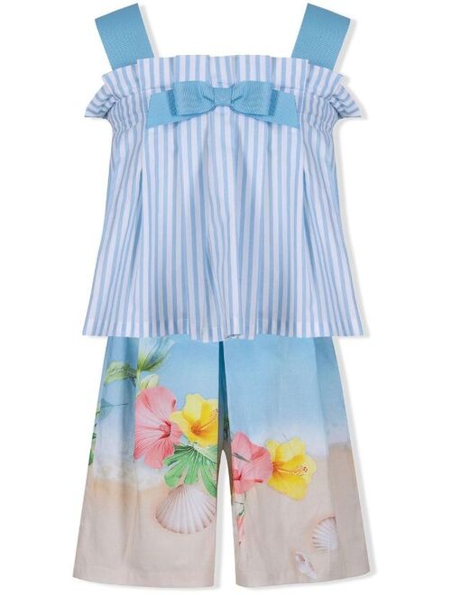 Lapin House stripe and floral print cami top and shorts set