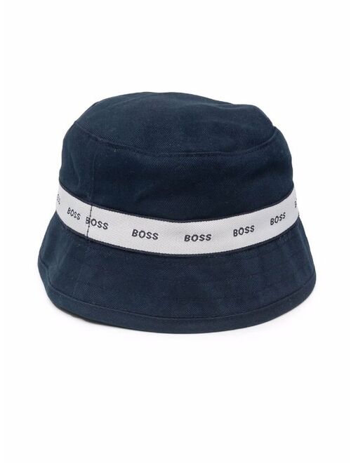BOSS Kidswear logo print stripe bucket hat
