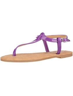CLOVERLAY Women's T Strap Thong Gladiator Strappy Jelly Shiny Flat Flip Flops Sandals