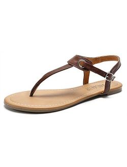 SANDALUP Women's Thong Flat Sandals T-Strap Summer Shoes with Buckle