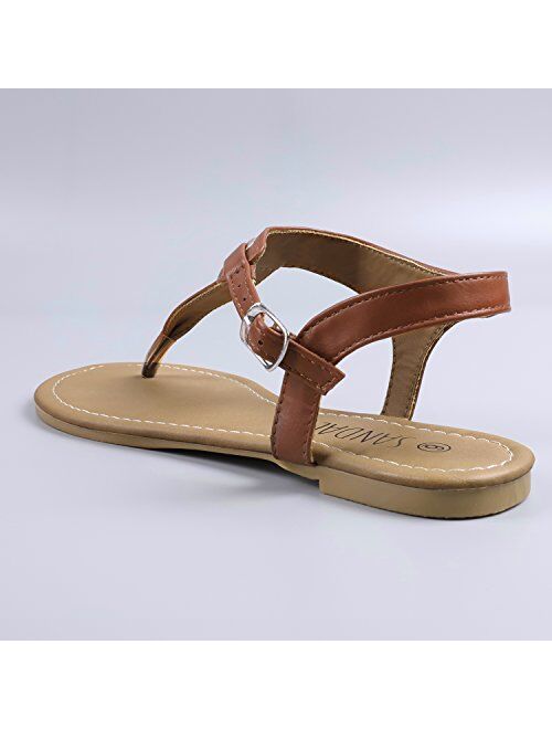 SANDALUP Women's Thong Flat Sandals T-Strap Summer Shoes with Buckle
