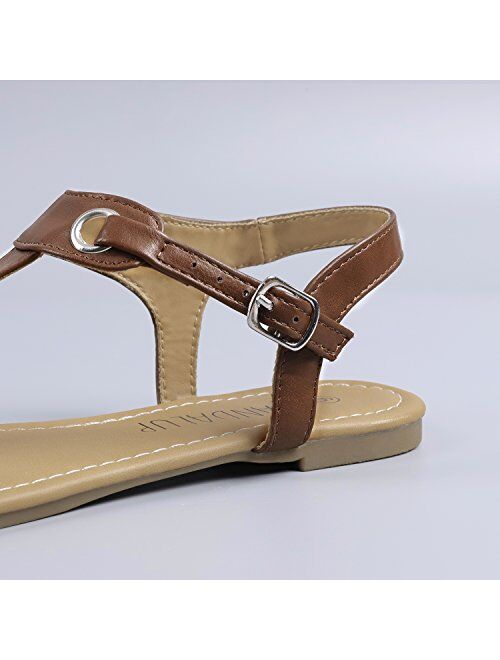 SANDALUP Women's Thong Flat Sandals T-Strap Summer Shoes with Buckle
