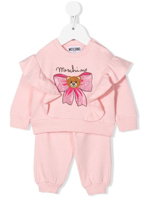 Moschino Kids ruffled teddy-bow tracksuit