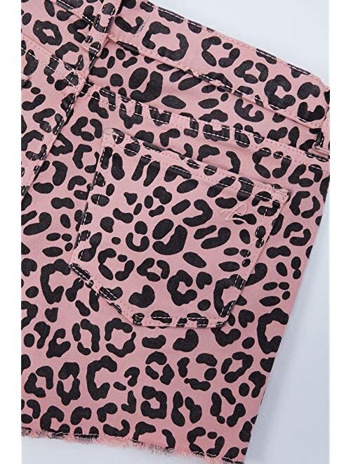 DL1961 Kids Lucy Cutoffs Shorts in Pink Leopard (Big Kids)