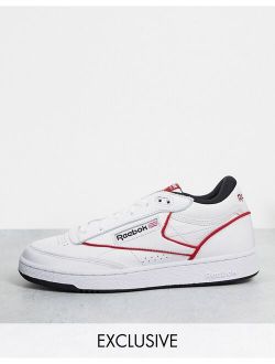 Club C Mid ll sneakers in white and red- exclusive to ASOS