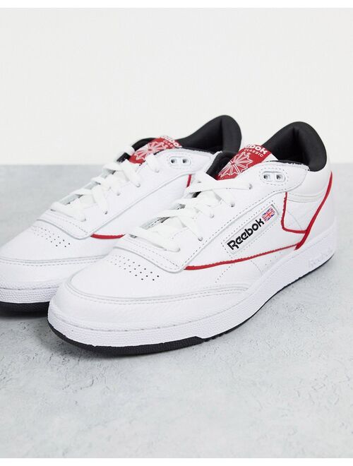 Reebok Club C Mid ll sneakers in white and red- exclusive to ASOS