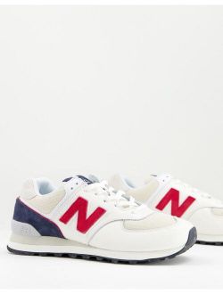 574 sneakers in white navy and red