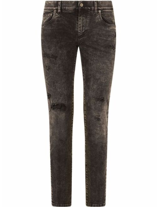 Dolce & Gabbana distressed-effect slim-cut jeans