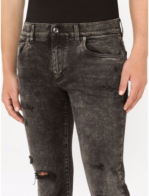 Dolce & Gabbana distressed-effect slim-cut jeans
