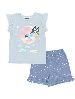 Bluey Pullover Graphic T-Shirt & Ruffle French Terry Shorts