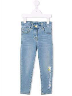 mid-rise slim-cut jeans