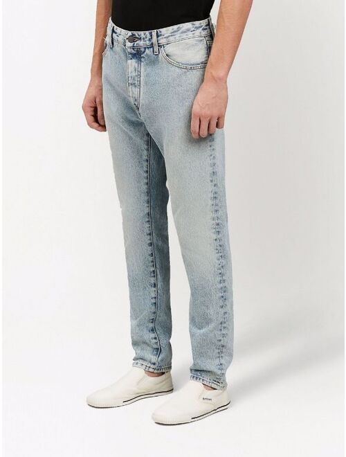 Palm Angels logo-print faded jeans
