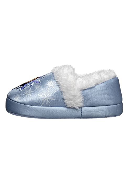 Disney Frozen Elsa and Anna Girls Indoor Slippers | Lightweight Warm Plush Slippers