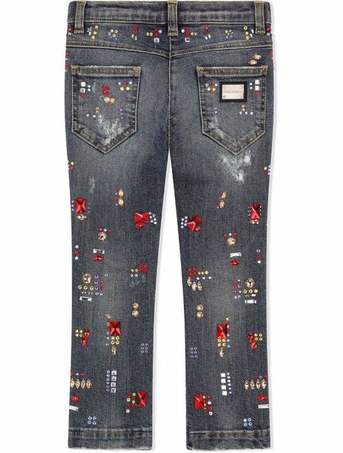 Dolce & Gabbana Kids crystal-embellished straight leg jeans