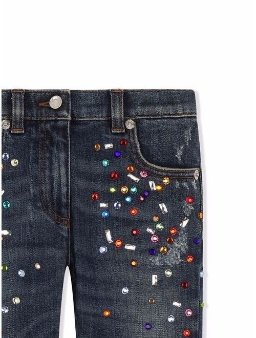 Dolce & Gabbana Kids bead-embellished distressed jeans