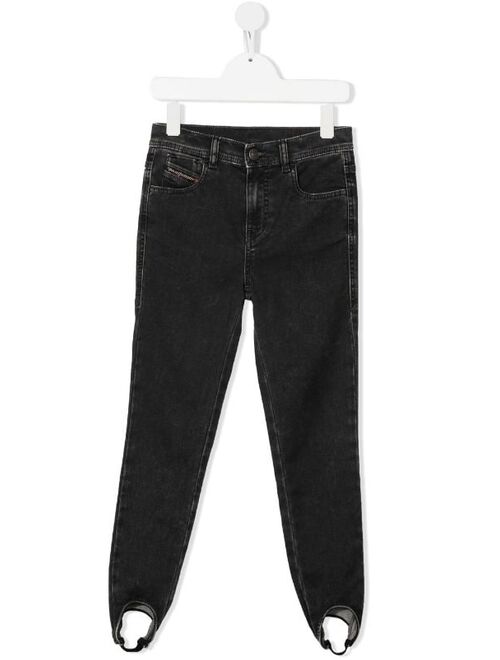 Diesel Kids mid-rise straight leg stirrup jeans
