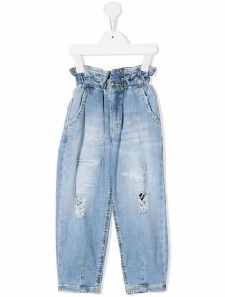 DONDUP KIDS paperbag-waist straigth-leg jeans