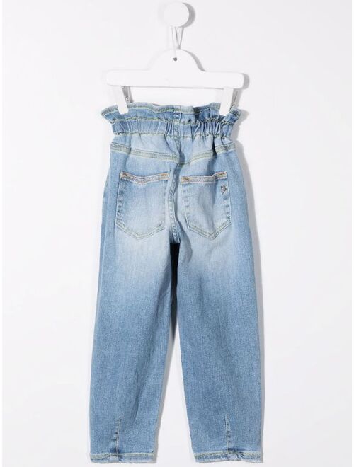 DONDUP KIDS paperbag-waist straigth-leg jeans