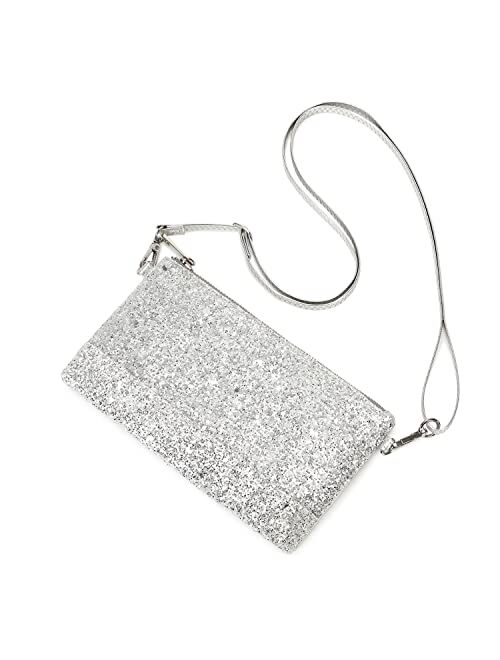 Lam Gallery Sparkling Sequin Evening Clutch Silver Bride Purse for Wedding Glitter Clutch Handbag for Party