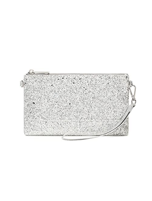 Lam Gallery Sparkling Sequin Evening Clutch Silver Bride Purse for Wedding Glitter Clutch Handbag for Party
