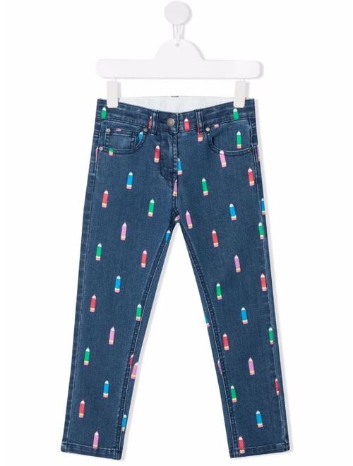 Stella McCartney Kids pencil-print stretch jeans