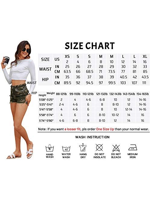 POTILI Womens Jean Shorts High Waisted Denim Shorts Ripped Frayed Casual Stretchy Shorts for Summer