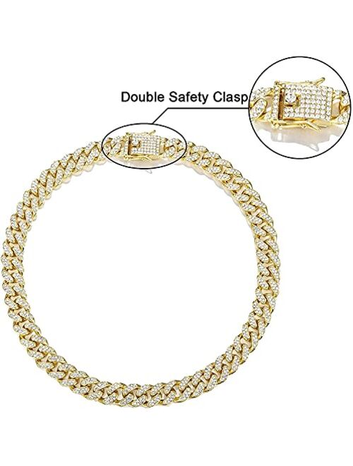 MOFEIJEWEL Miami Cuban Link Chain Necklace Bling CZ Diamonds Chain Iced Out Hip Hop Jewelry Gifts for Men Women Gold Silver 18"/ 20"/ 22"