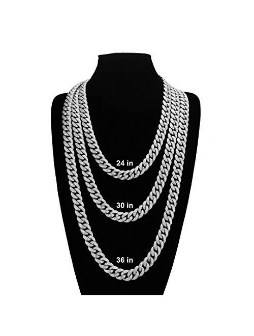 NIV'S BLING | Miami Cuban Link Chain for Men and Women Iced with 2 Row Cubic Zirconia - 18K Yellow Gold and White Gold Plated Choker Necklace