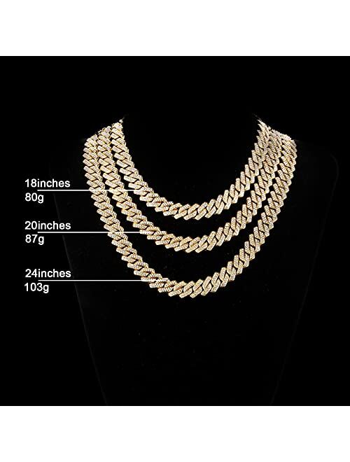 Saintda Cuban Link Chain For Men Iced Out Silver Gold Miami Cuban Necklace Bling Diamond Hip Hop Jewelry