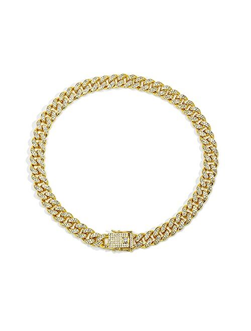 LAFION Gold Silver Plated Iced Out Bling Rehinstone Cuban Link Chain 13MM Miami Necklace Dimond Necklace for Men Women With Gif Box