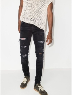 Hibiscus art patch skinny jeans
