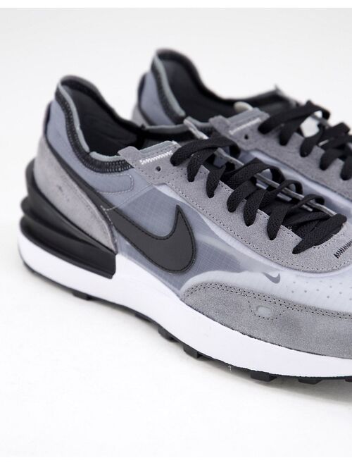 Nike Waffle One SE sneakers in cool gray/black