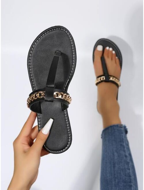 Shein Chain Decor Thong Sandals
