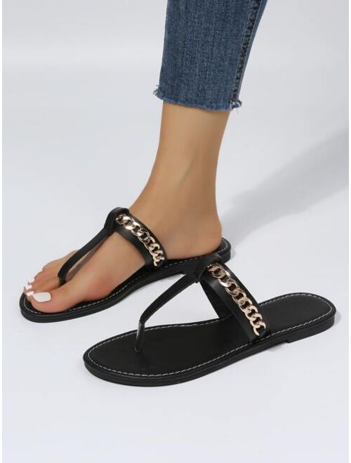 Shein Chain Decor Thong Sandals