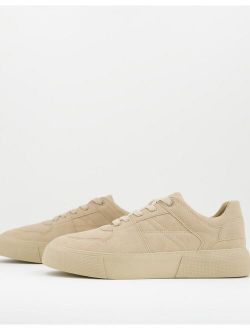 sneakers in stone with chunky sole
