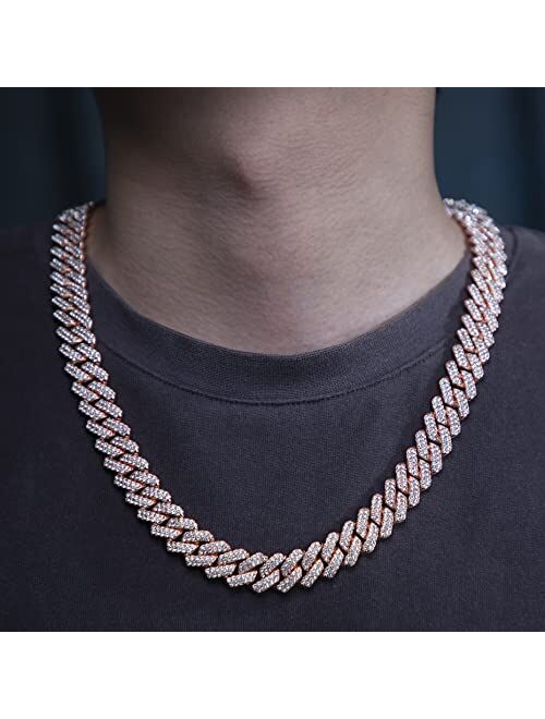 Nkjegol Cuban Chain Necklaces Silver/Gold Cuban Link Chains Mens Iced Out Miami Bling Diamond Hip Hop Jewelry for Women