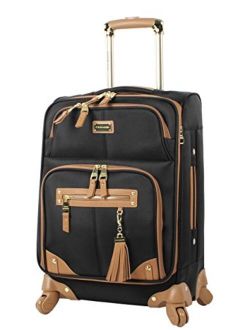 Steve Madden Designer 20 Inch Carry On Luggage Collection - Lightweight Softside Expandable Suitcase for Men & Women - Durable Bag with 4-Rolling Spinner Wheels (Harlo Bl