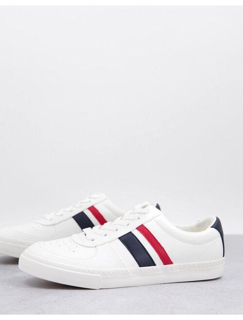 ASOS DESIGN retro sneakers in white with navy and red stripe