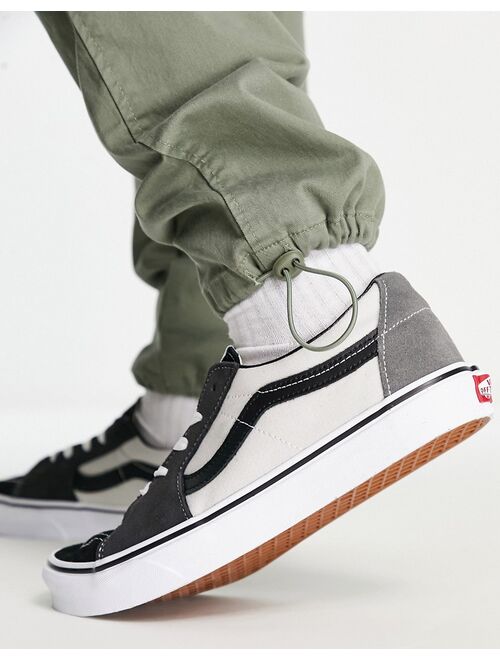 Vans Sk8-Low sneakers in color block white and gray