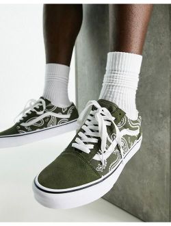 Old Skool sneakers in green bandanaprint
