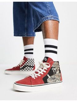 Sk8-Hi sneakers with snake print in black and red