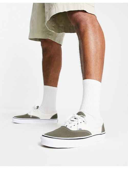 Vans Era sneakers in green and off white