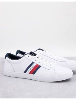 essential leather stripe sneakers in white