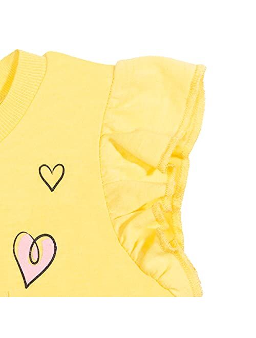 Disney Princess Girls T-Shirt French Terry Shorts Set: Belle Jasmine Moana Ariel