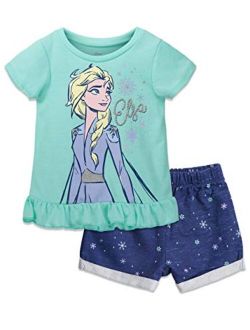 Frozen Elsa Fashion Graphic T-Shirt & French Terry Shorts Set